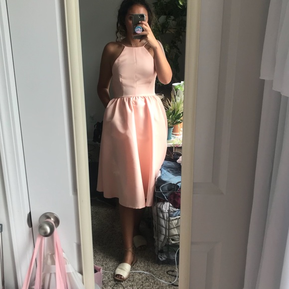 Peach backless formal prom dress - Picture 4 of 4